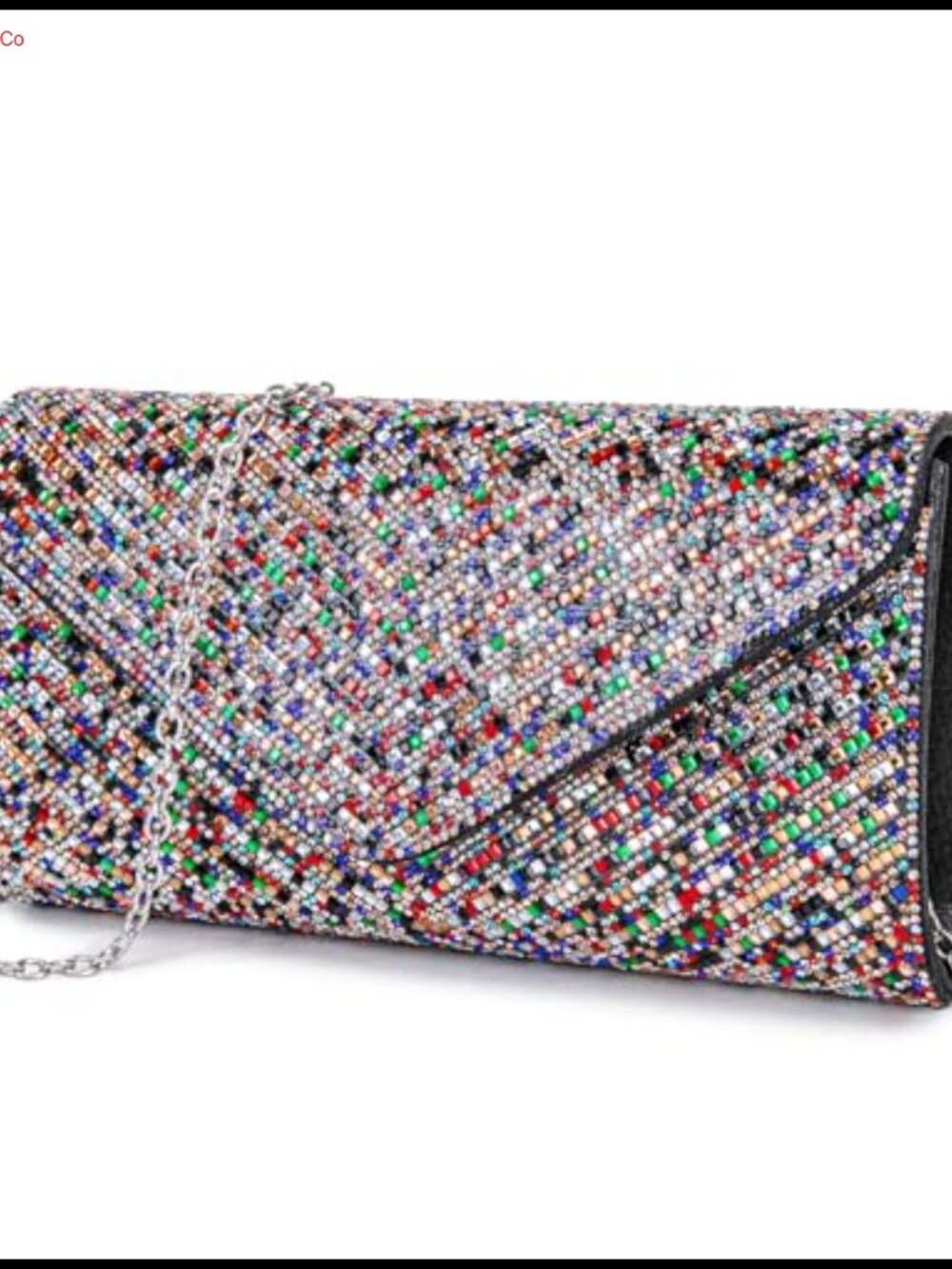 Rhinestone Envelope Clutch Evening Bag Detachable Chain Crossbody